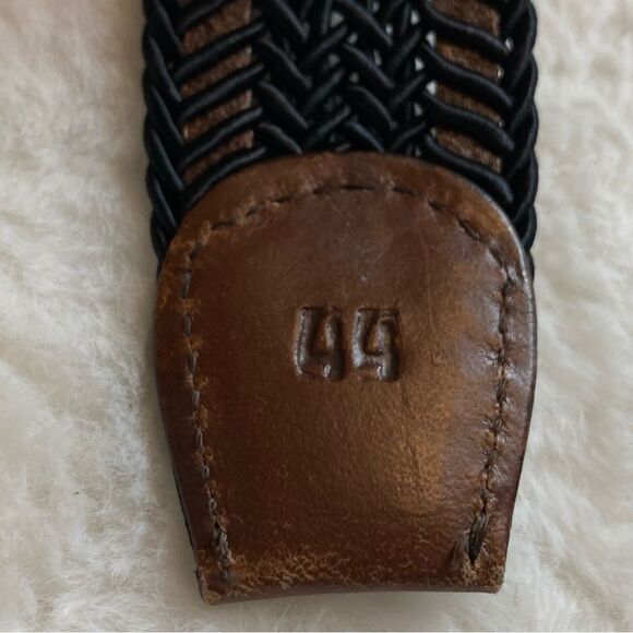 Torino Made In USA Brown Leather Black Braiding Belt Size 44 - Picture 7 of 10